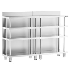 Barowy stół roboczy – stal nierdzewna – 1600 x 400 mm – z 4 półkami