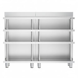 Barowy stół roboczy – stal nierdzewna – 1400 x 400 mm – z 4 półkami
