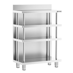Barowy stół roboczy – stal nierdzewna – 800 x 600 mm – z 4 półkami
