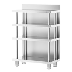 Barowy stół roboczy – stal nierdzewna – 800 x 600 mm – z 4 półkami