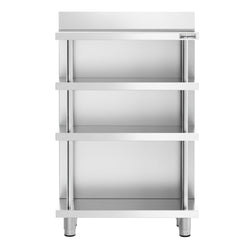 Barowy stół roboczy – stal nierdzewna – 800 x 600 mm – z 4 półkami