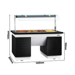 Lada bufetowa ciepła DUBLIN - 1600 mm - z bemarem & kółkami - na 4x GN 1/1