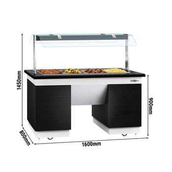 Lada bufetowa ciepła DUBLIN - 1600 mm - z bemarem & kółkami - na 4x GN 1/1 - Prime Gastro