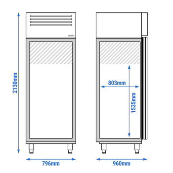 Chłodziarka piekarnicza ze stali nierdzewnej PREMIUM PLUS - EN 60x80 - 796x960mm - 785 litrów - z 1 drzwiami - Prime Gastro