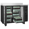 Barowy stół chłodniczy Premium PLUS – 1475 x 700 mm – 440 litrów – z 2 szklanymi drzwiami i podwyższeniem – czarna