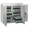 Barowy stół chłodniczy Premium PLUS - SUPERCOOLER - 1475 x 700 mm - z 2 szklanymi drzwiami i podwyższeniem - stal nierdzewna