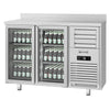 Barowy stół chłodniczy Premium PLUS - SUPERCOOLER - 1475 x 700 mm - z 2 szklanymi drzwiami i podwyższeniem - stal nierdzewna