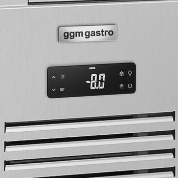 Barowy stół chłodniczy Premium PLUS - SUPERCOOLER - 1475 x 700 mm - z 2 szklanymi drzwiami i podwyższeniem - stal nierdzewna - Prime Gastro