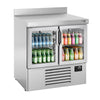 Commercial Counter Fridge PREMIUM PLUS - 978x700mm - glass doors - with upstand - capacity 230 litres