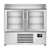 Commercial Counter Fridge PREMIUM PLUS - 978x700mm - glass doors - with upstand - capacity 230 litres