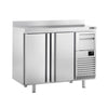 Commercial Refrigerated Back Bar Counter PREMIUM PLUS - 1468x600x1150mm - with 2 Solid Doors, upstand & knock box for coffee - 340L
