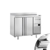 Commercial Refrigerated Back Bar Counter PREMIUM PLUS - 1468x600x1150mm - with 2 Solid Doors, upstand & knock box for coffee - 340L
