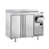 Commercial Refrigerated Back Bar Counter PREMIUM PLUS - 1468x600x1150mm - with 2 Solid Doors, upstand & knock box for coffee - 340L