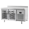 Commercial Counter Fridge PREMIUM PLUS - 1468x600mm - glass doors - with upstand - capacity 250 litres - double glazing