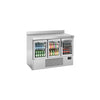 Commercial Counter Fridge PREMIUM PLUS - 1460x700mm - with 3 glass doors - with upstand - capacity 335 litres