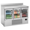Commercial Counter Fridge PREMIUM PLUS - 1460x700mm - with 3 glass doors - with upstand - capacity 335 litres