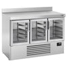 Commercial Counter Fridge PREMIUM PLUS - 1460x700mm - with 3 glass doors - with upstand - capacity 335 litres