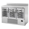 Commercial Counter Fridge PREMIUM PLUS - 1460x700mm - with 3 glass doors - with upstand - capacity 335 litres