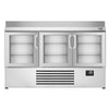 Commercial Counter Fridge PREMIUM PLUS - 1460x700mm - with 3 glass doors - with upstand - capacity 335 litres