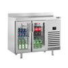 Commercial Refrigerated Back Bar Counter PREMIUM PLUS - 1468x700mm - 305L - with 2 Hinged Glass Doors, upstand & locks - Stainless Steel