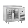 Commercial Refrigerated Back Bar Counter PREMIUM PLUS - 1468x700mm - 305L - with 2 Hinged Glass Doors, upstand & locks - Stainless Steel