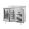 Commercial Refrigerated Back Bar Counter PREMIUM PLUS - 1468x700mm - 305L - with 2 Hinged Glass Doors, upstand & locks - Stainless Steel
