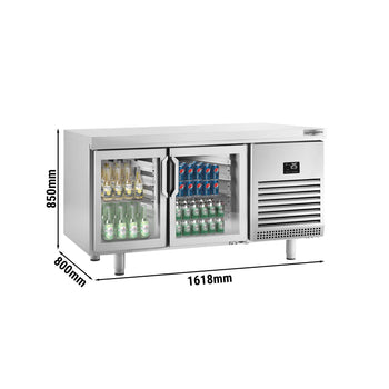 Barowy stół chłodniczy na napoje - (EN) - ze szklanymi drzwiami dwustronnymi - Prime Gastro