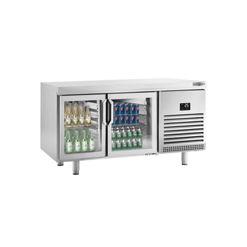 Barowy stół chłodniczy na napoje - (EN) - ze szklanymi drzwiami dwustronnymi - Prime Gastro