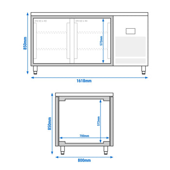 Barowy stół chłodniczy na napoje - (EN) - ze szklanymi drzwiami dwustronnymi - Prime Gastro