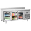 Commercial Counter Fridge PREMIUM PLUS - 1960x600mm - glass doors - with upstand - capacity 385 litres - with 3 doors