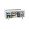 Commercial Counter Fridge PREMIUM PLUS - 1960x600mm - glass doors - with upstand - capacity 385 litres - with 3 doors