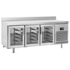 Commercial Counter Fridge PREMIUM PLUS - 1960x600mm - glass doors - with upstand - capacity 385 litres - with 3 doors