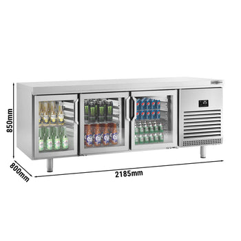 Barowy stół chłodniczy na napoje - (EN) - ze szklanymi drzwiami dwustronnymi - Prime Gastro