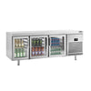 Stół chłodniczy barowy do napojów Premium PLUS – przelotowy – 2185 x 800 mm – EN 600 x 400 – z 6 drzwiami szklanymi – do cukierni i piekarni