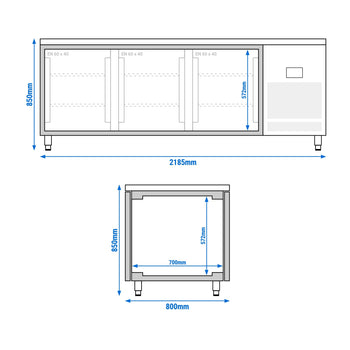 Barowy stół chłodniczy na napoje - (EN) - ze szklanymi drzwiami dwustronnymi - Prime Gastro