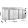 Commercial Refrigerated Back Bar Counter PREMIUM PLUS - 2452x600x1150mm - with 4 Solid Doors, upstand & knock box for coffee - 690L
