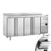 Commercial Refrigerated Back Bar Counter PREMIUM PLUS - 2452x600x1150mm - with 4 Solid Doors, upstand & knock box for coffee - 690L