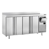 Commercial Refrigerated Back Bar Counter PREMIUM PLUS - 2452x600x1150mm - with 4 Solid Doors, upstand & knock box for coffee - 690L