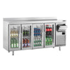 Stół chłodniczy barowy do napojów Premium PLUS – 2450 x 600 mm – z 4 drzwiami szklanymi, rantem i odbijakiem do kawy