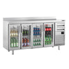 Premium PLUS beverage cooler - 2450x600 mm - with 4 glass doors, 2 drawers & back panel