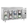 Premium PLUS beverage cooler - 2450x600 mm - with 4 glass doors, 2 drawers & back panel