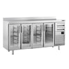 Premium PLUS beverage cooler - 2450x600 mm - with 4 glass doors, 2 drawers & back panel
