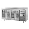Premium PLUS beverage cooler - 2450x600 mm - with 4 glass doors, 2 drawers & back panel