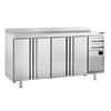 Stół chłodniczy barowy do napojów Premium PLUS – 2450 x 600 mm – z 4 drzwiami, 2 szufladami i rantem