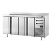 Stół chłodniczy barowy do napojów Premium PLUS – 2450 x 600 mm – z 4 drzwiami, 2 szufladami i rantem