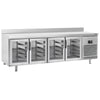Commercial Counter Fridge PREMIUM PLUS - 2452x600mm - glass doors - with upstand - with 4 doors - capacity 525 litres