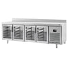 Commercial Counter Fridge PREMIUM PLUS - 2452x600mm - glass doors - with upstand - with 4 doors - capacity 525 litres