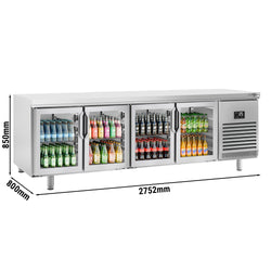 Stół chłodniczy PREMIUM PLUS - 2752x800 mm - z 4 szklanymi drzwiami