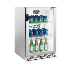 Chłodziarka barowa - 600 mm - 125 litrów - z 1 szklanymi drzwiami na zawiasach - stal nierdzewna