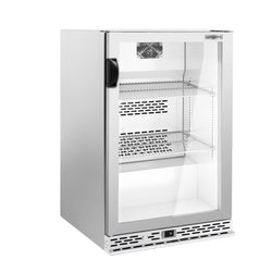 Chłodziarka barowa - 600 mm - 125 litrów - z 1 szklanymi drzwiami na zawiasach - stal nierdzewna